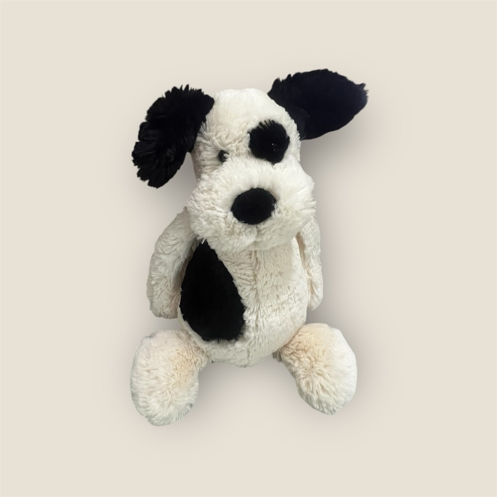 Retired NWT Jellycat Medium Bashful black & cream puppy Plush Toy Medium Size